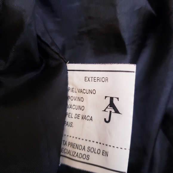 Black Leather Button Up Jacket, Size 44 - Picture 11 of 16